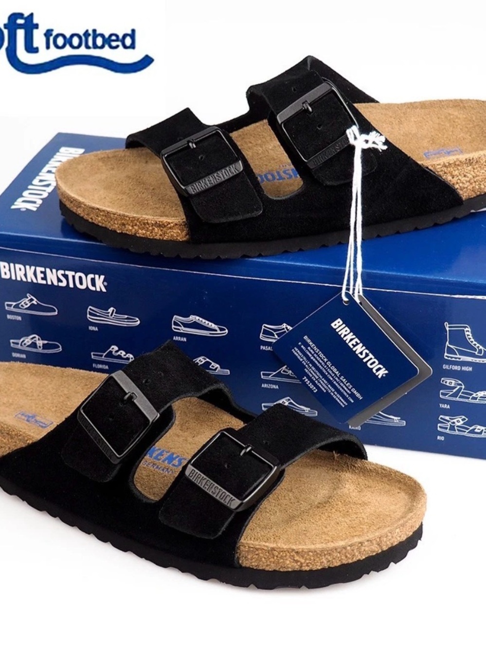 Birkenstock women’s  Arizona Suede Double-Buckle Sandal - Black